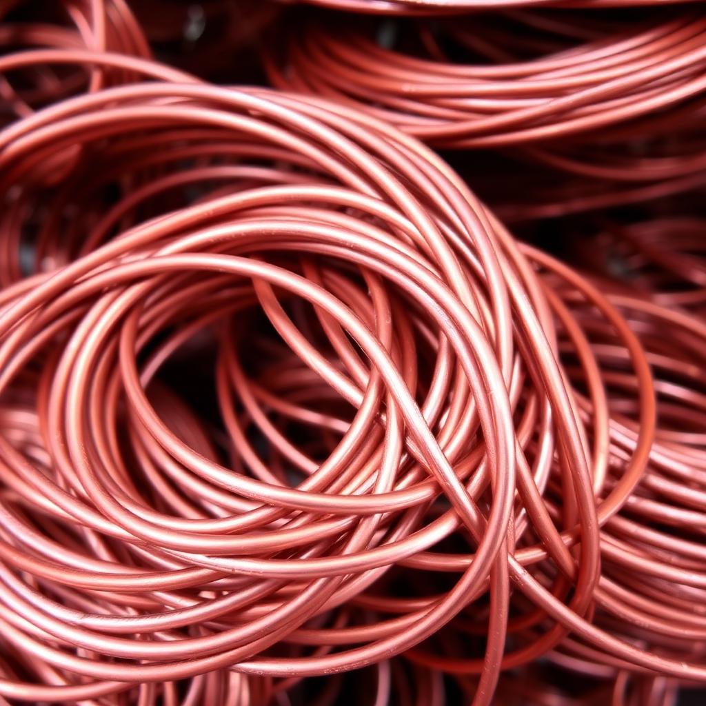 Coiled copper wire scrap bundles ready for recycling